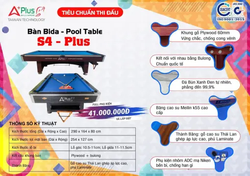 BÀN BIDA LỖ APLUS S4 PLUS - Ảnh 2