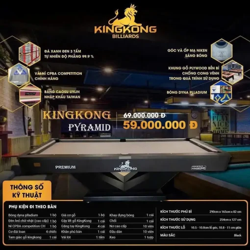 BÀN BIDA LỖ KINGKONG PYRAMID - Ảnh 2