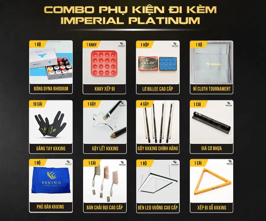 Bộ phụ kiện đi kèm bàn Bida lỗ KKKing Imperial Platinum