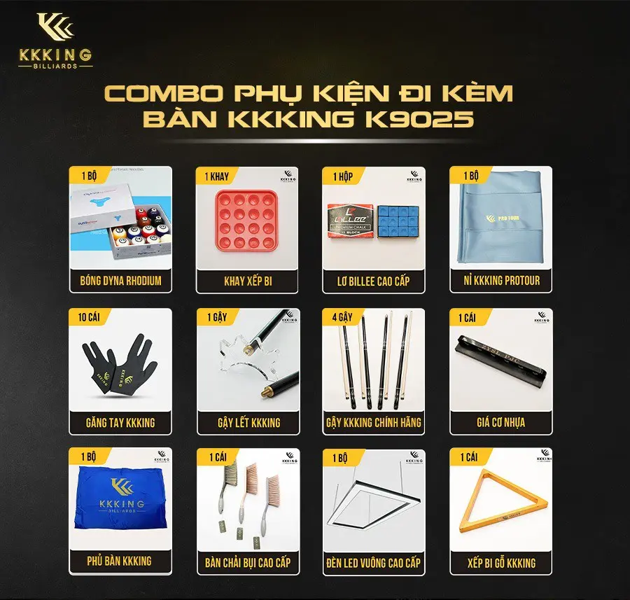 Phụ kiện đi kèm khi mua bàn Bida lỗ KKKing K9025