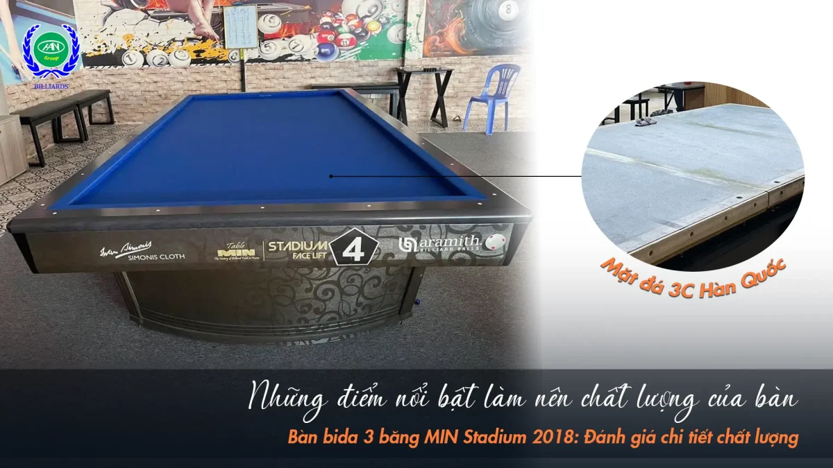 Những điểm nổi bật làm nên chất lượng của bàn bida 3 băng Min STADIUM | Bida Hoàng Anh Nam Group