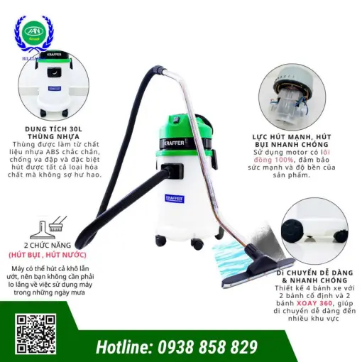 MÁY HÚT BỤI KRAFFER KF130_THÙNG NHỰA - Ảnh 4