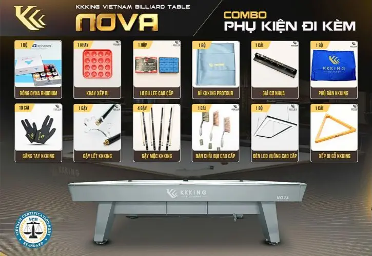 Bộ phụ kiện cao cấp đi kèm bàn Bida lỗ KKKing Nova