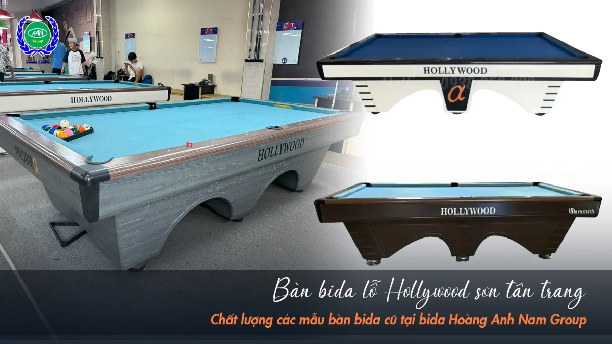 Bàn bida lỗ Hollywood sơn tân trang - New 90% tại Hoàng Anh Nam Group