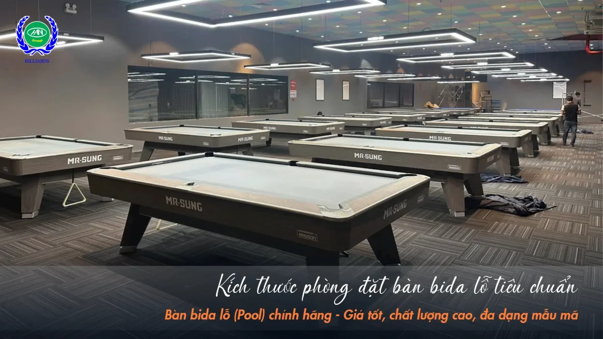 Phòng chơi bida lỗ nên rộng bao nhiêu? Gợi ý kích thước chuẩn | Bida Hoàng Anh Nam Group