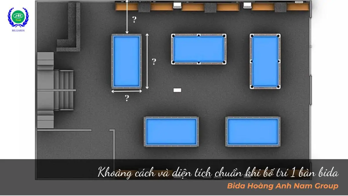 Khoảng cách và diện tích chuẩn khi bố trí 1 bàn bida